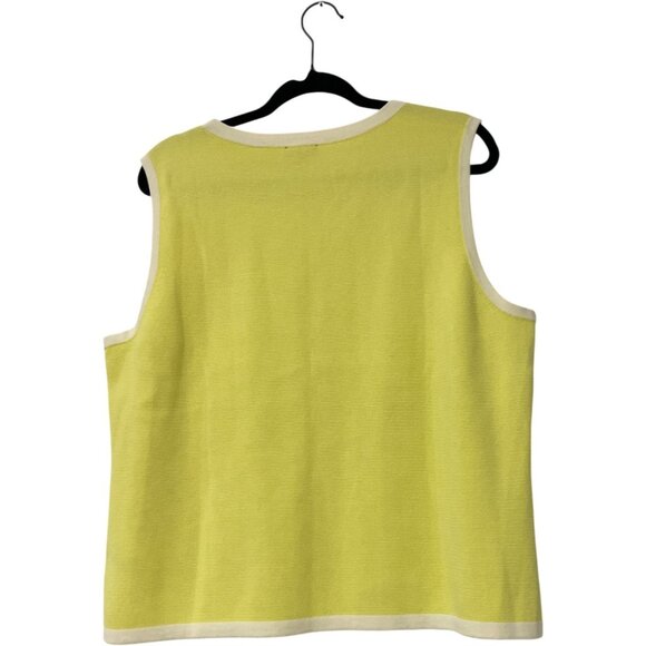 Talbots Womens Sweater Top Size XL Yellow White Knit Crew Neck Pullover NWT - Picture 3 of 10